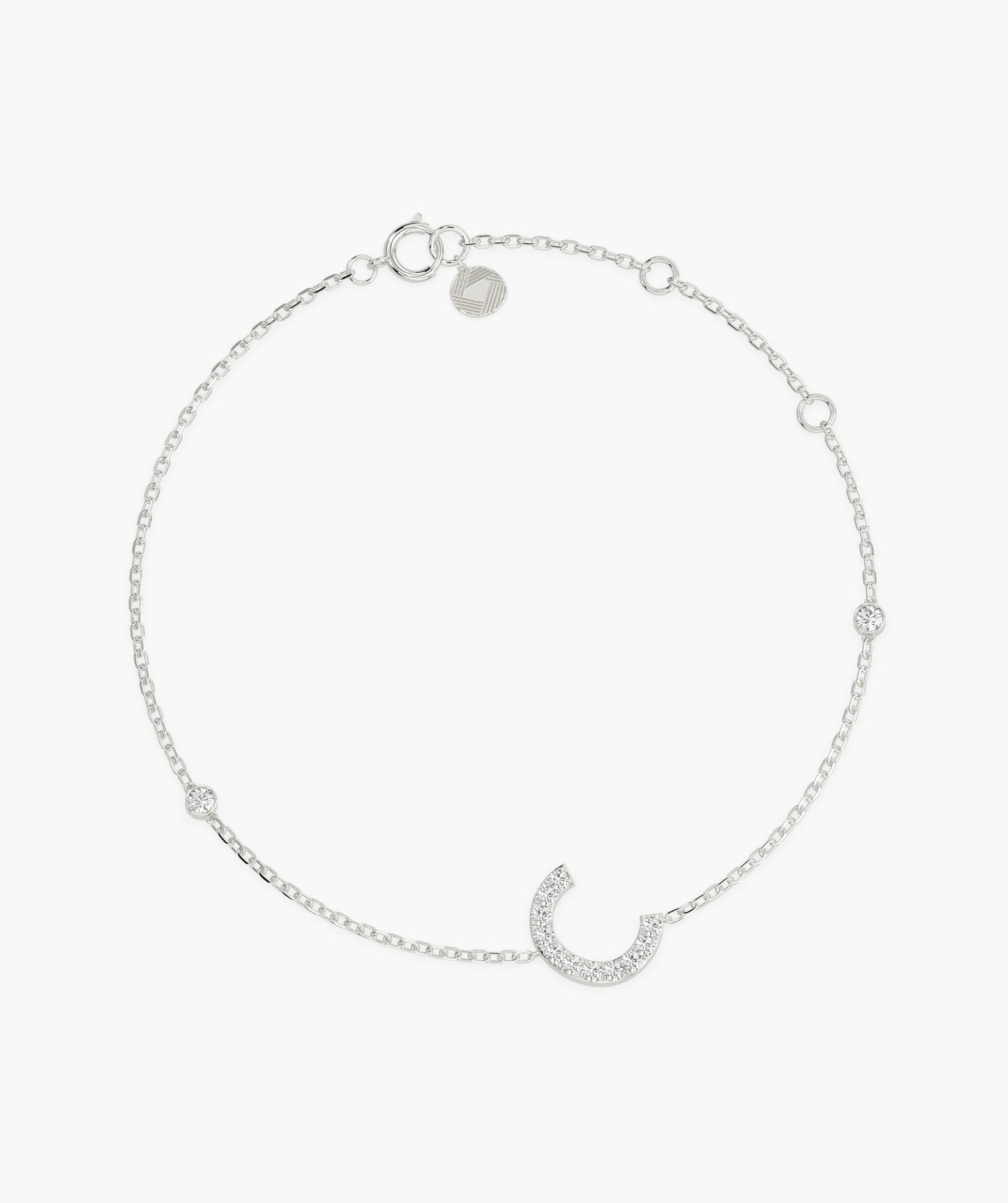 14K Gold Initial 'C' Diamond Bracelet