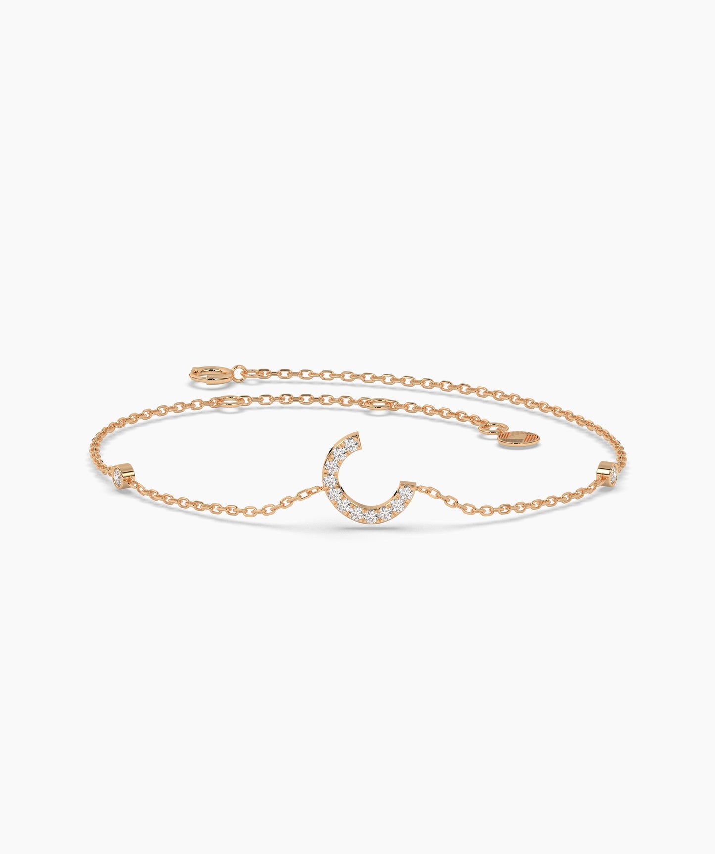 14K Gold Initial 'C' Diamond Bracelet