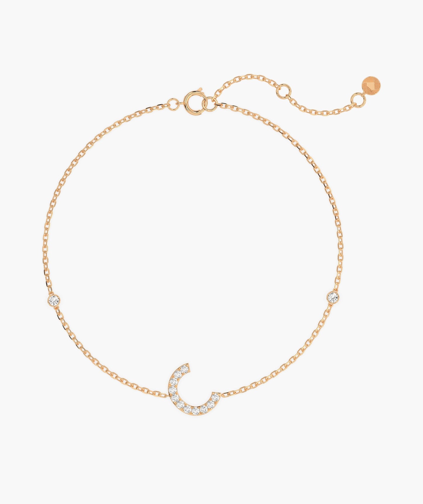 14K Gold Initial 'C' Diamond Bracelet
