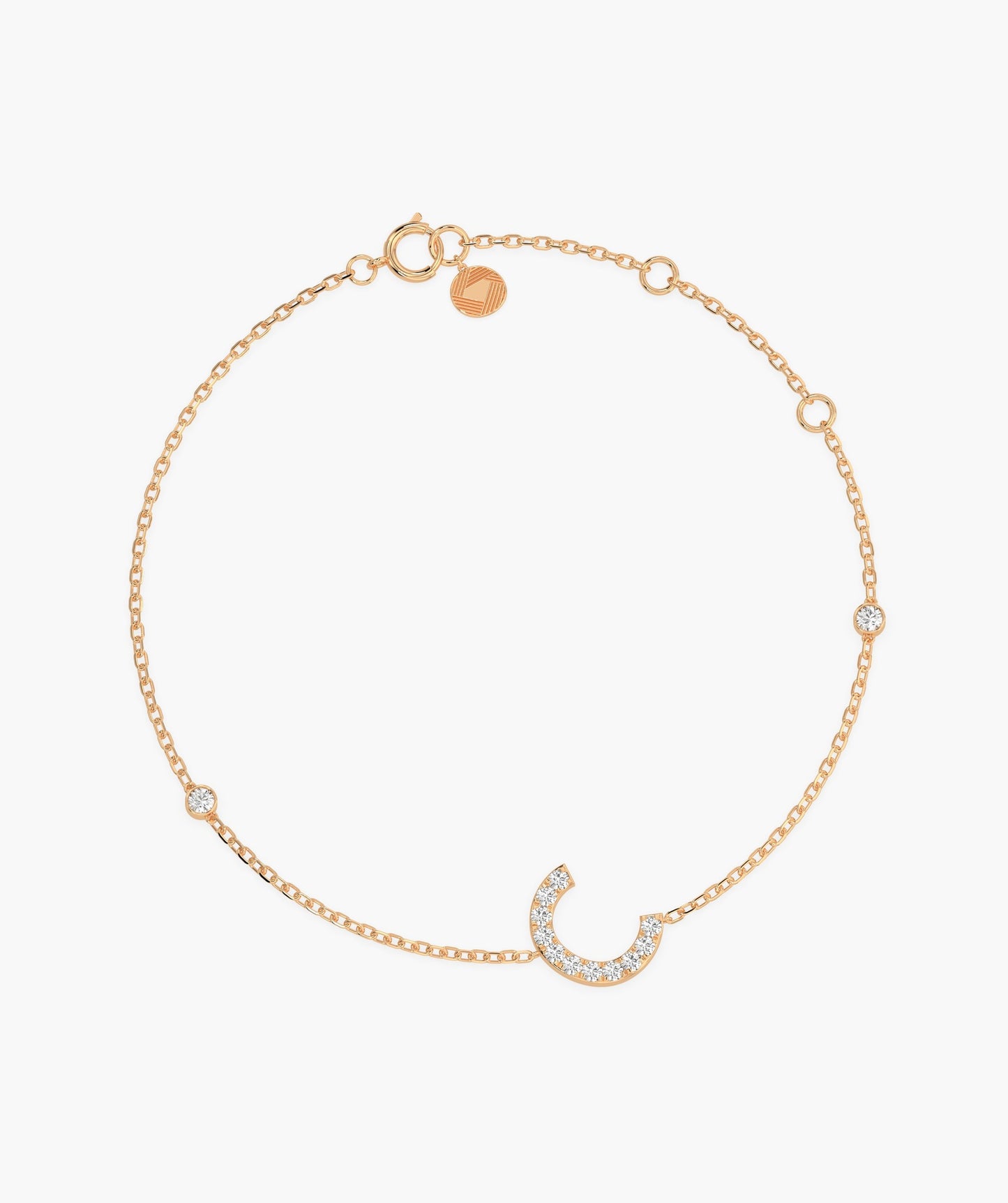 14K Gold Initial 'C' Diamond Bracelet