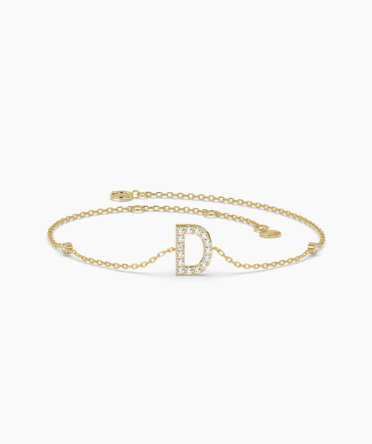 Chic D Letter Diamond Bracelet