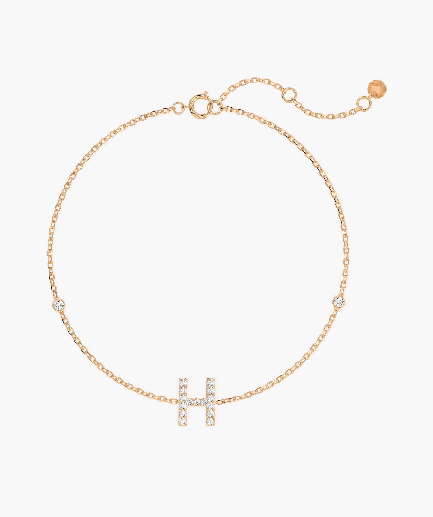 Fancy 'H' Diamond Charm Bracelet