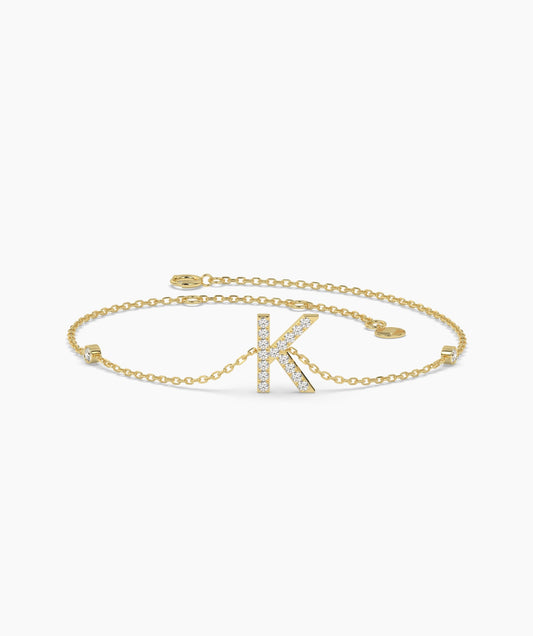 Elegant K Initial Sparkle Bracelet