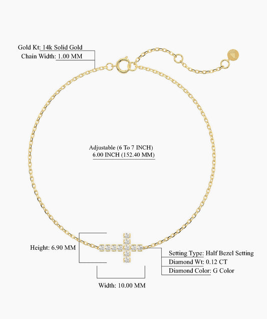 Minimal Diamond Cross Bracelet