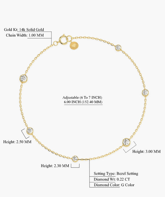 Bezel Diamond Station Bracelet