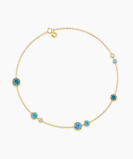 Bezel Gemstone Station Bracelet In Yellow Gold 