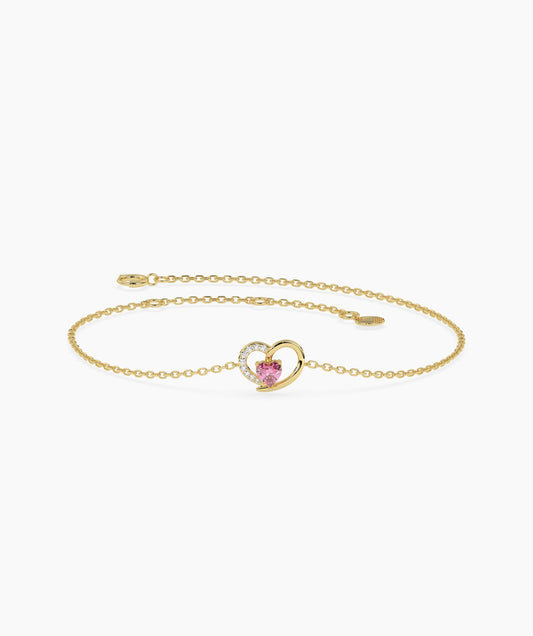 Pink Heart Diamond Bracelet