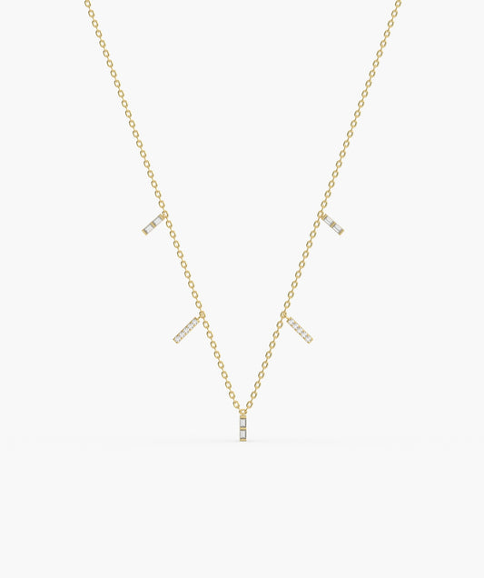 Luxury Linear Diamond Gold Necklace