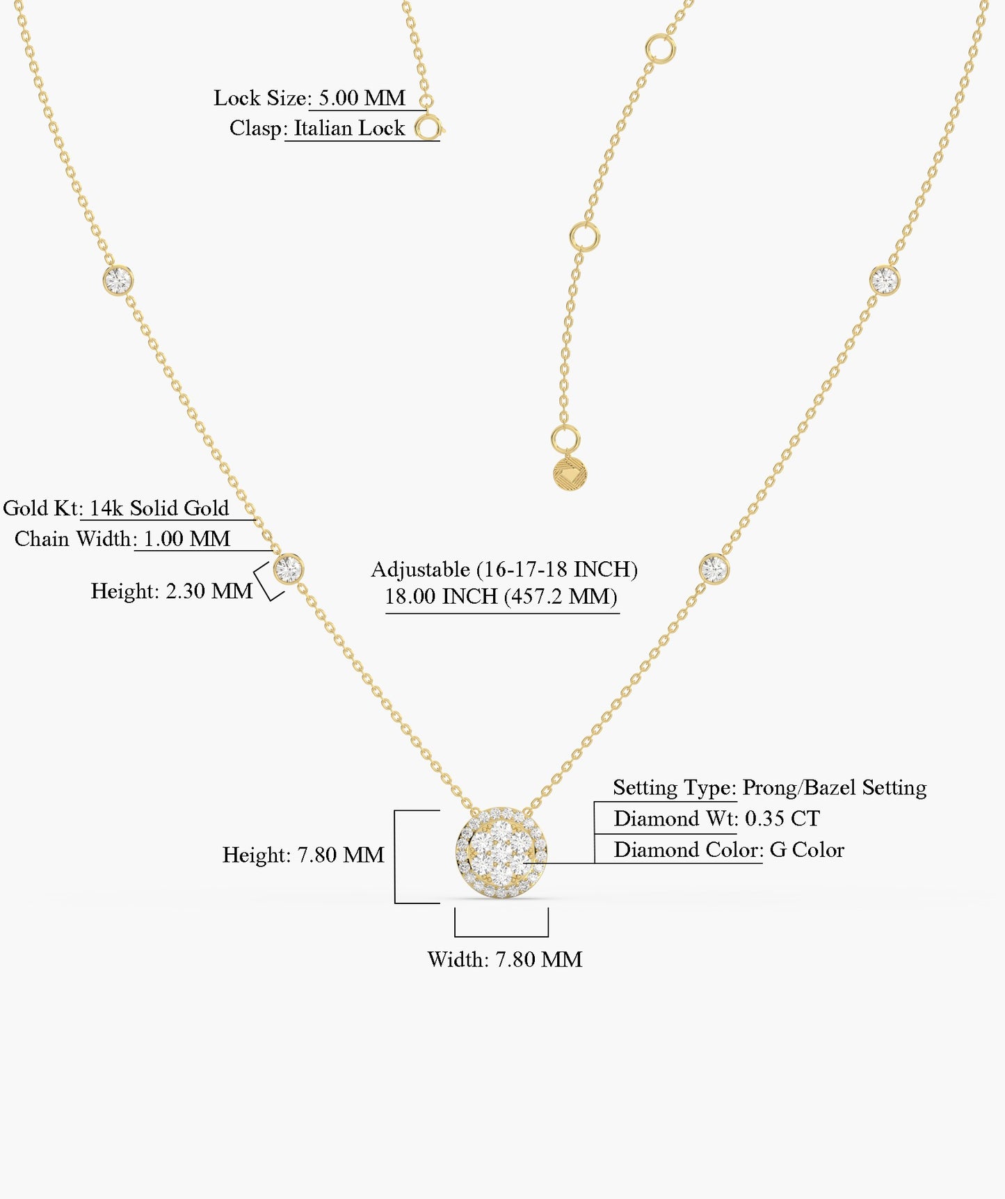14K Gold Glitter Circle Pendant