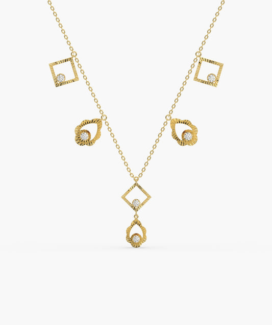 14K Gold Geometric Charm Necklace