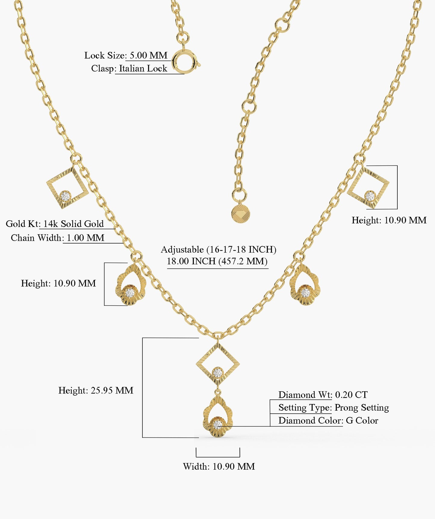 14K Gold Geometric Charm Necklace