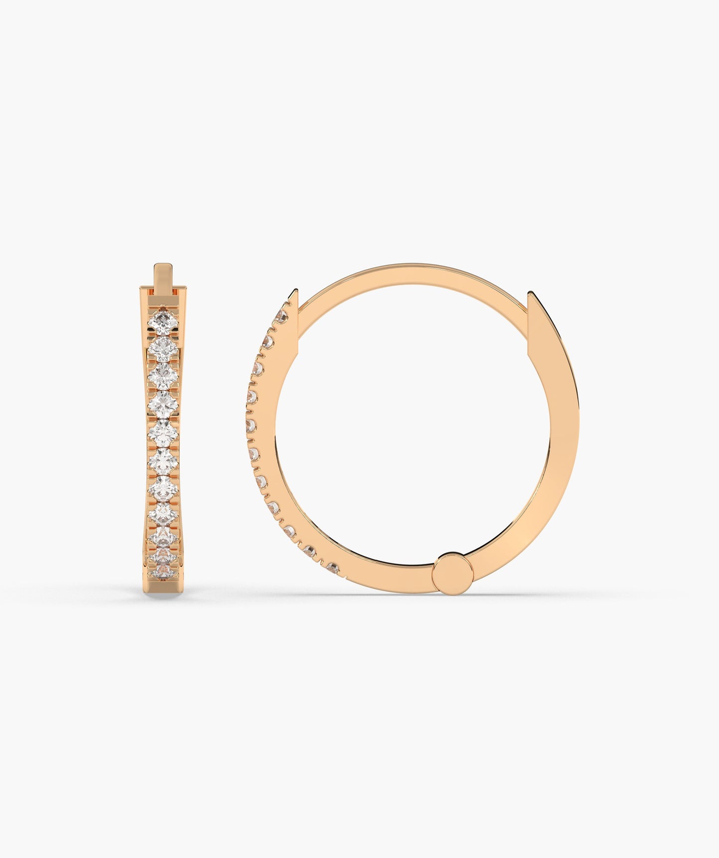 Diamond Row 14K Gold Hoop Earrings