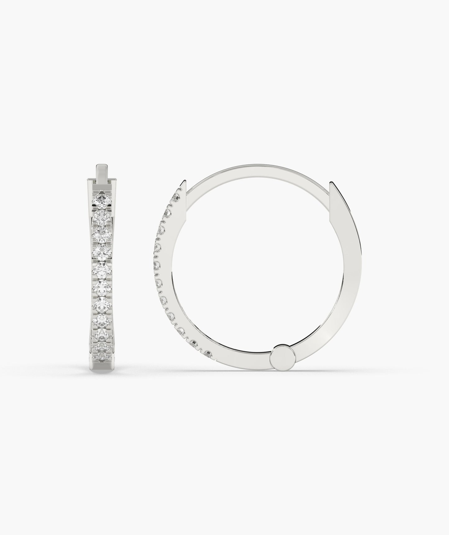 Diamond Row 14K Gold Hoop Earrings