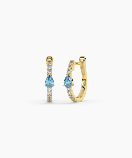 Blue Topaz Huggie Hoops Earrings