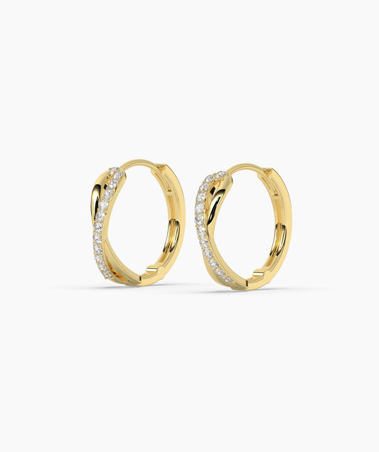 Pavé Diamond Twist Huggie Hoops