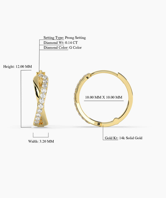 Pavé Diamond Twist Huggie Hoops