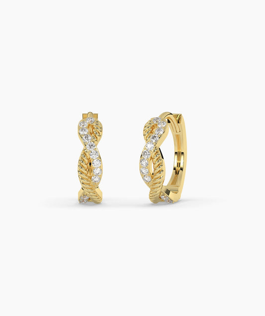 Diamond Twirl 14K Gold Earrings