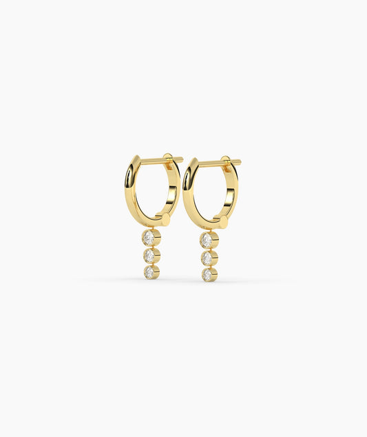 Linear Diamond Drop Huggie Earrings