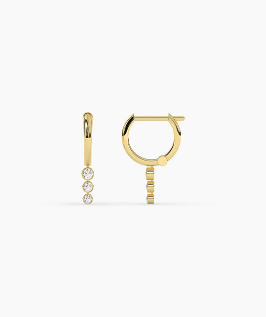 Linear Diamond Drop Huggie Earrings