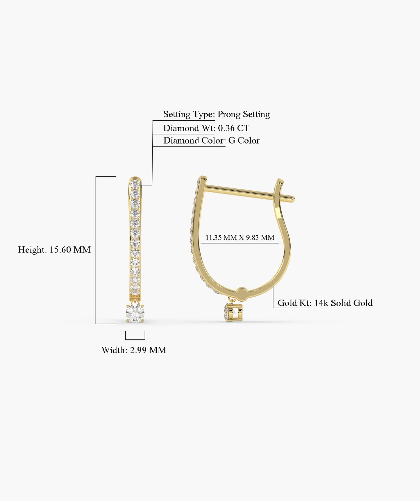 Single Diamond Huggie Hoops