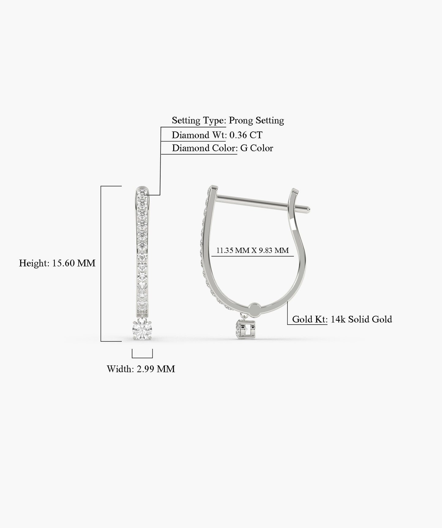 Single Diamond Huggie Hoops