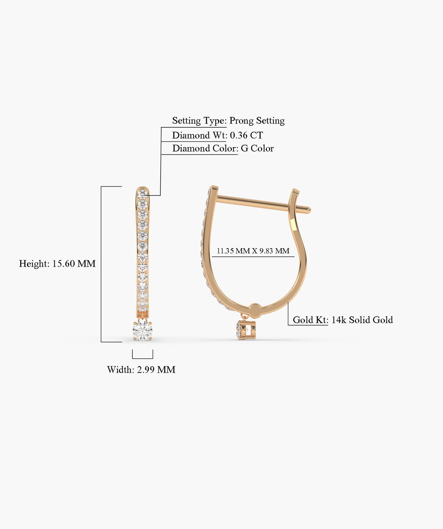 Single Diamond Huggie Hoops