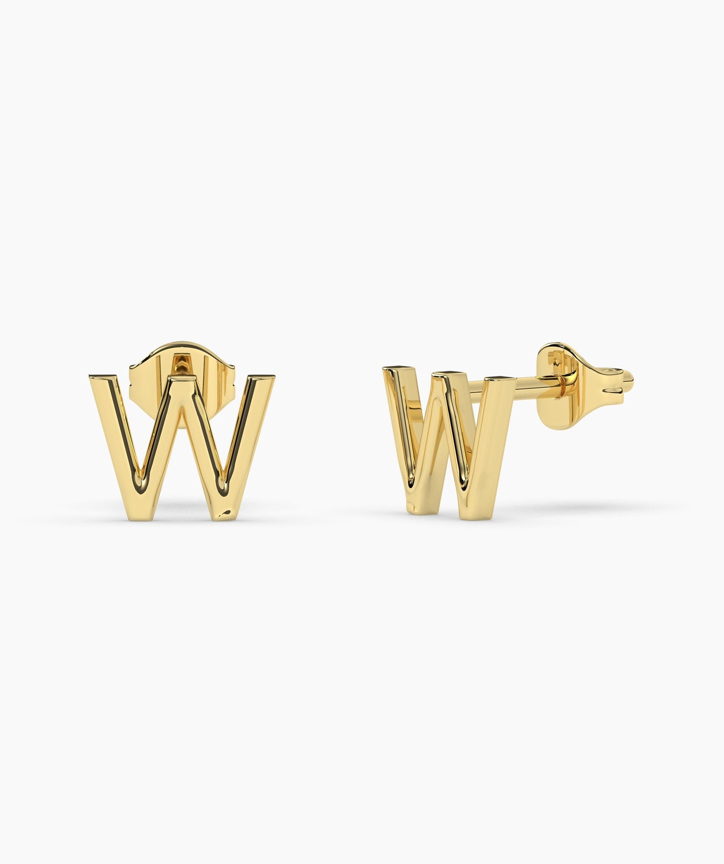 Custom Letter 14K Gold Stud Earrings