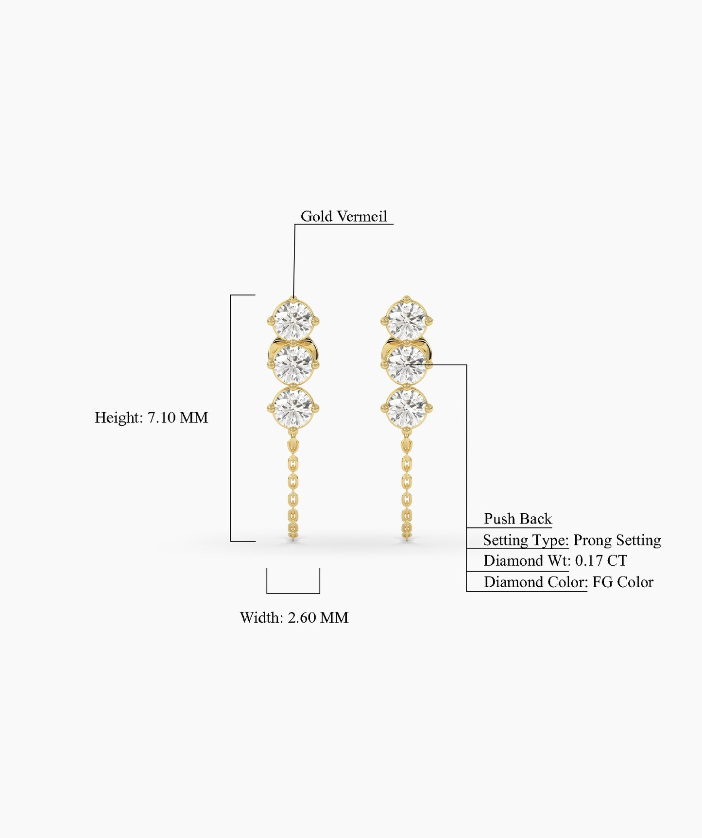 Triple Diamond Chain Threader Studs