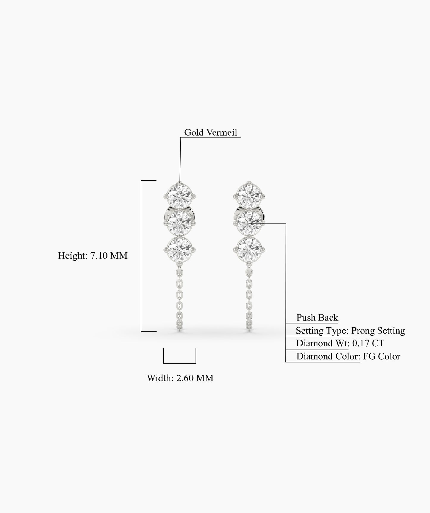 Triple Diamond Chain Threader Studs