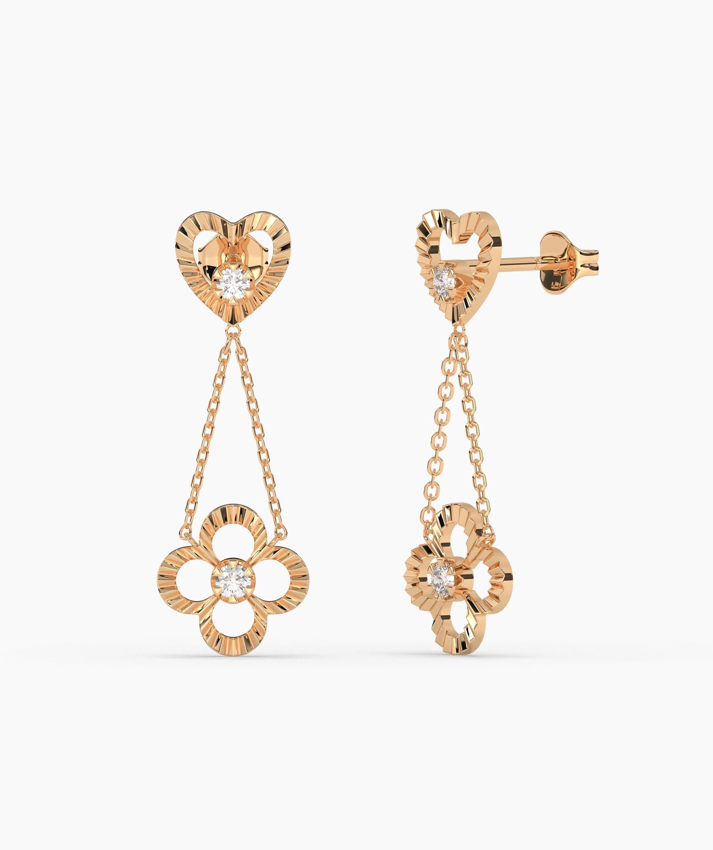 Heart & Flower Drop Earrings