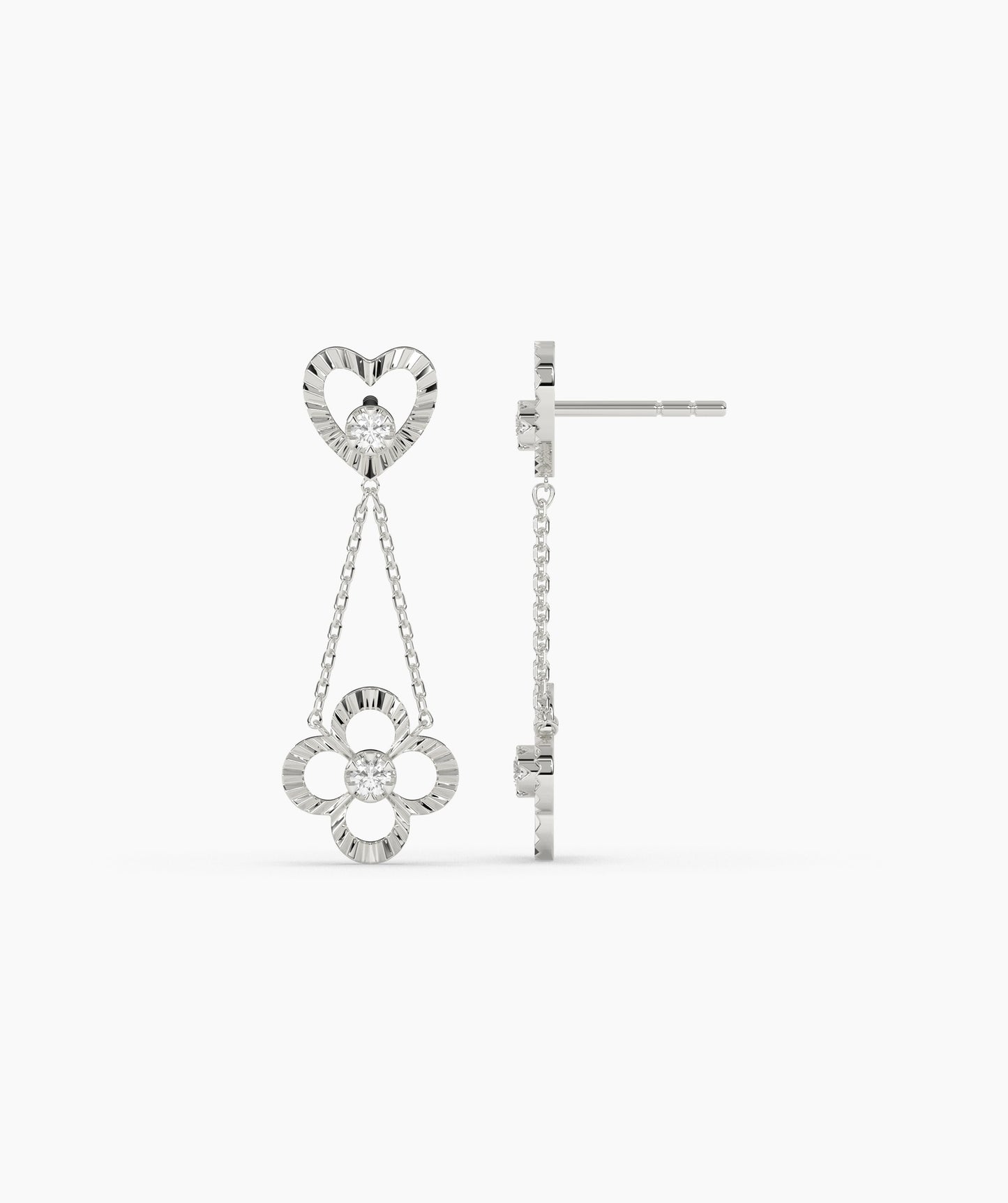 Heart & Flower Drop Earrings