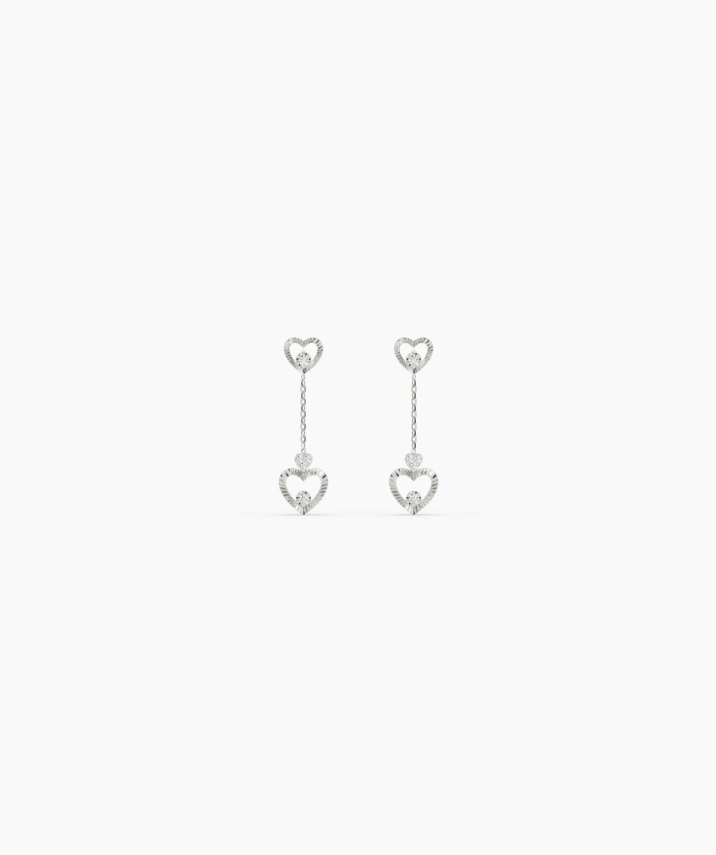 Double Heart Drop Earrings