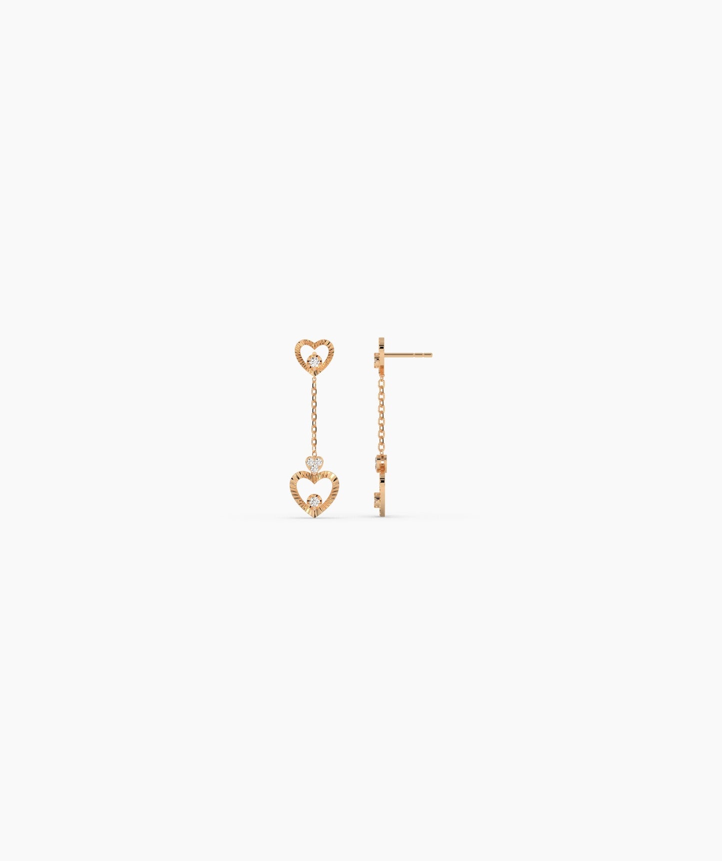 Double Heart Drop Earrings