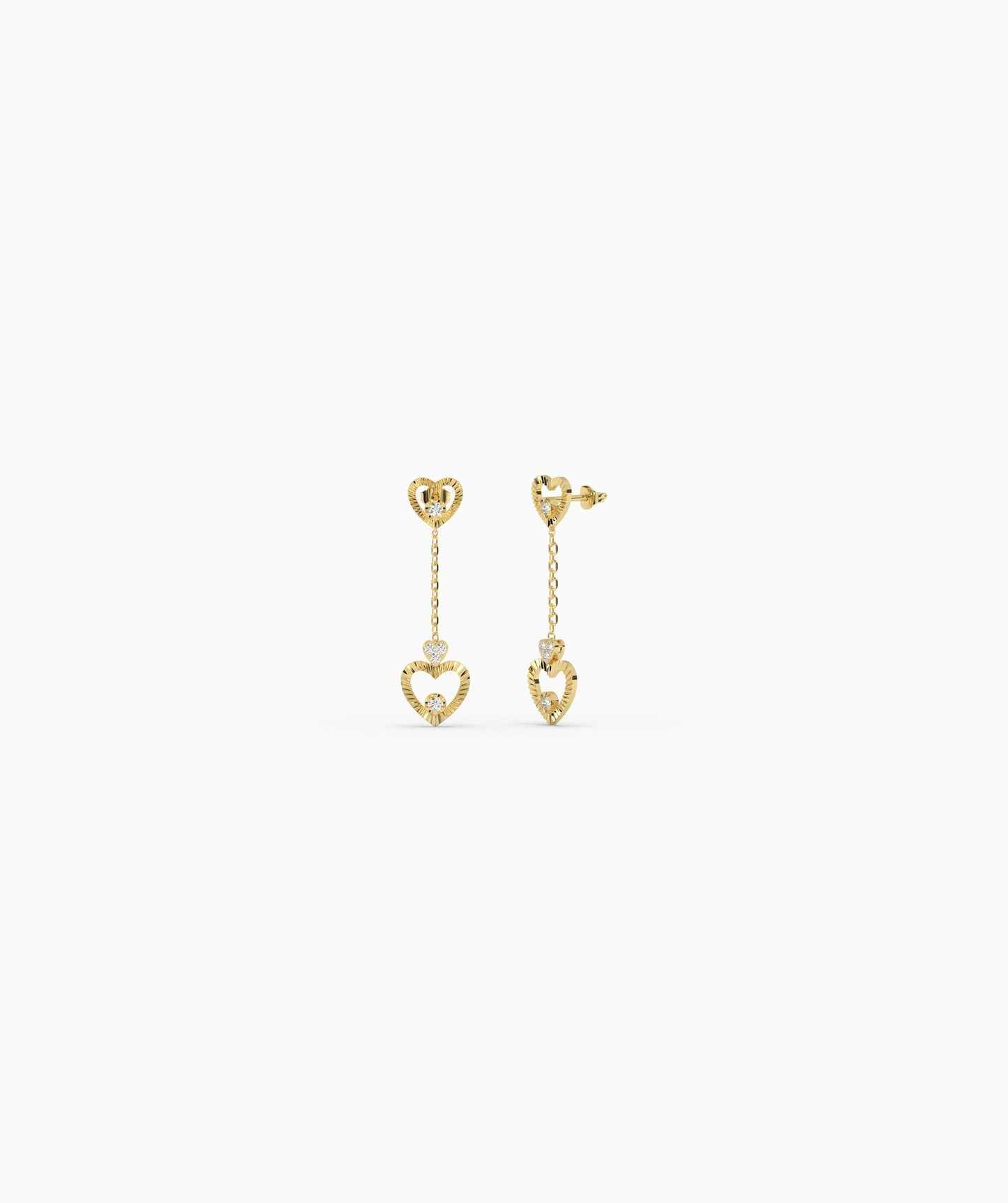 Double Heart Drop Earrings