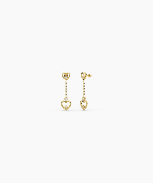 Double Heart Drop Earrings