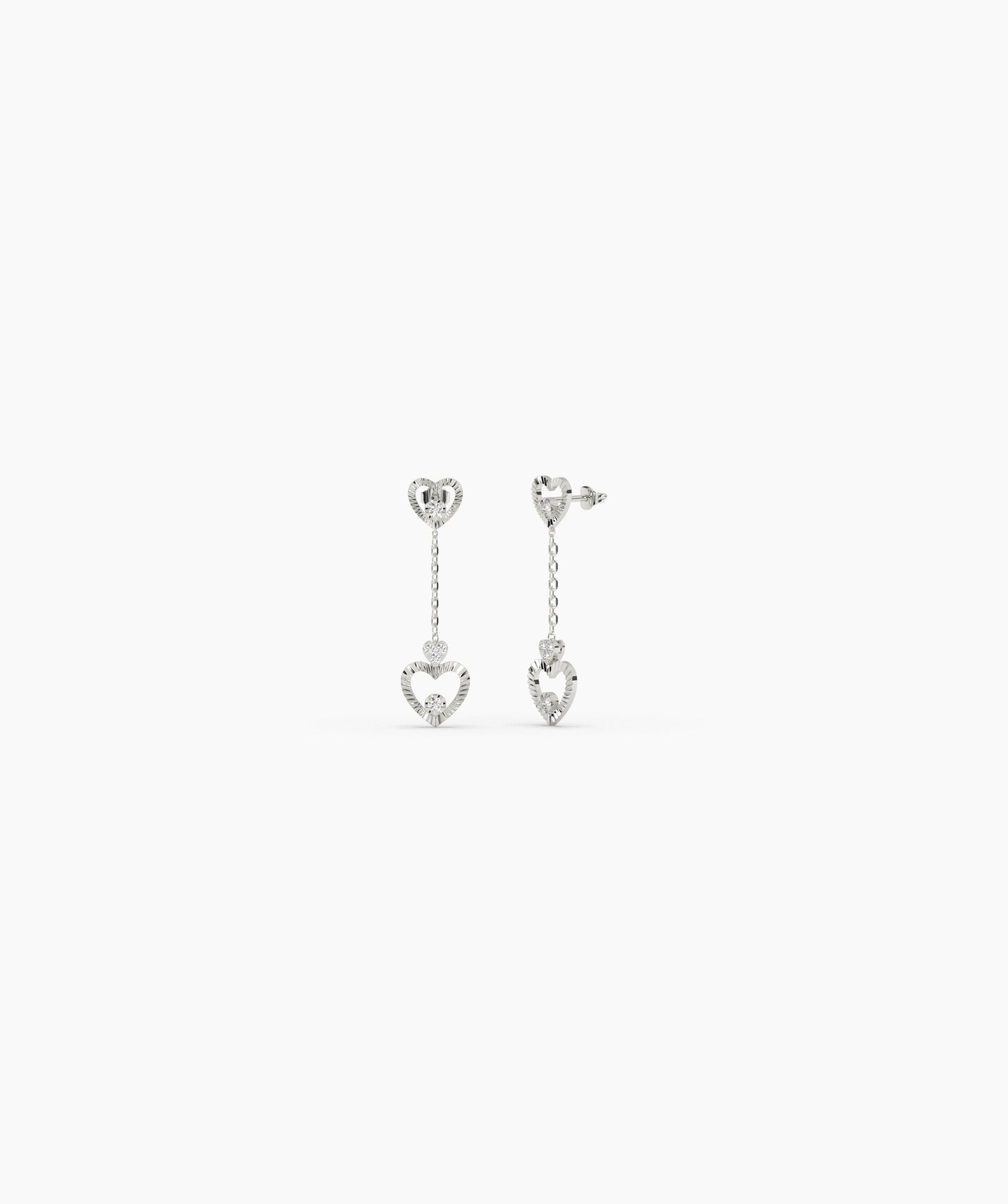 Double Heart Drop Earrings