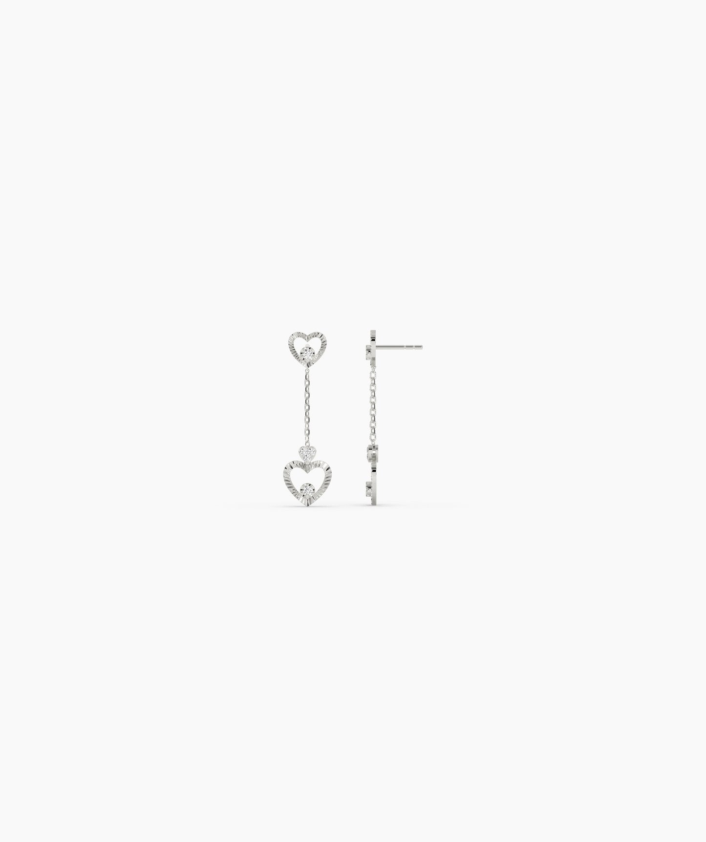Double Heart Drop Earrings