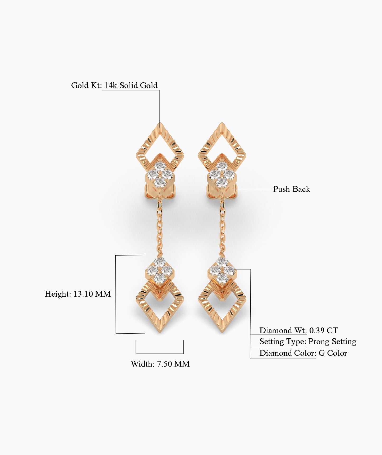 Geometric Diamond Drop Earrings