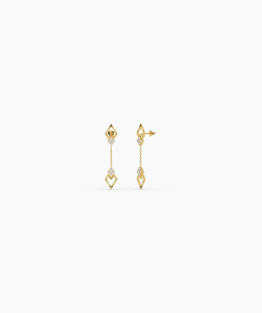 Geometric Diamond Drop Earrings