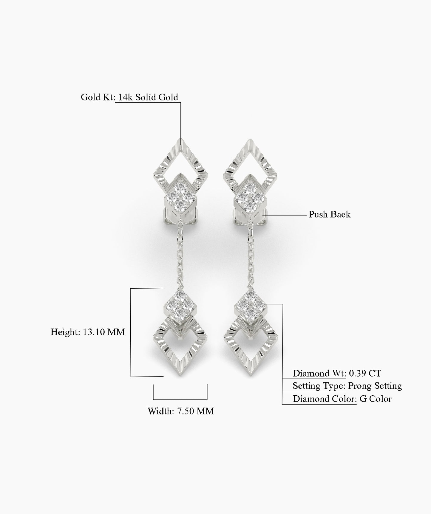 Geometric Diamond Drop Earrings