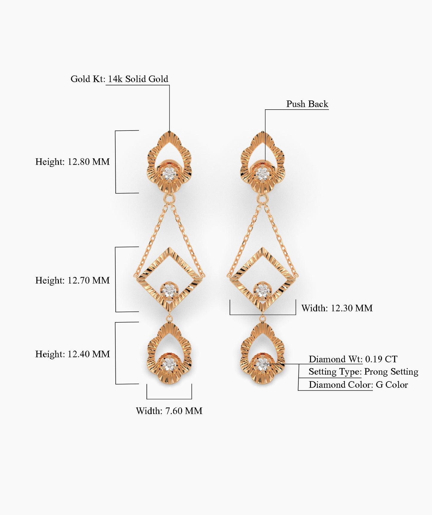 14K Gold Geometric Dangle Earrings