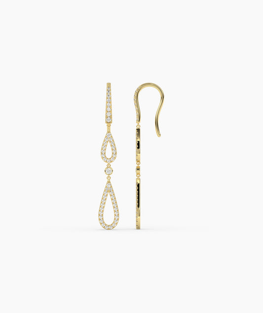 Elegant Drop Earrings in 14K Gold
