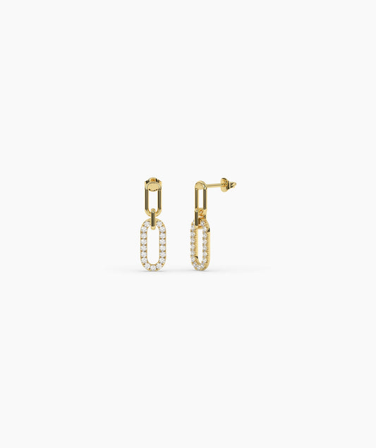 14K Gold Fancy Link Diamond Earrings