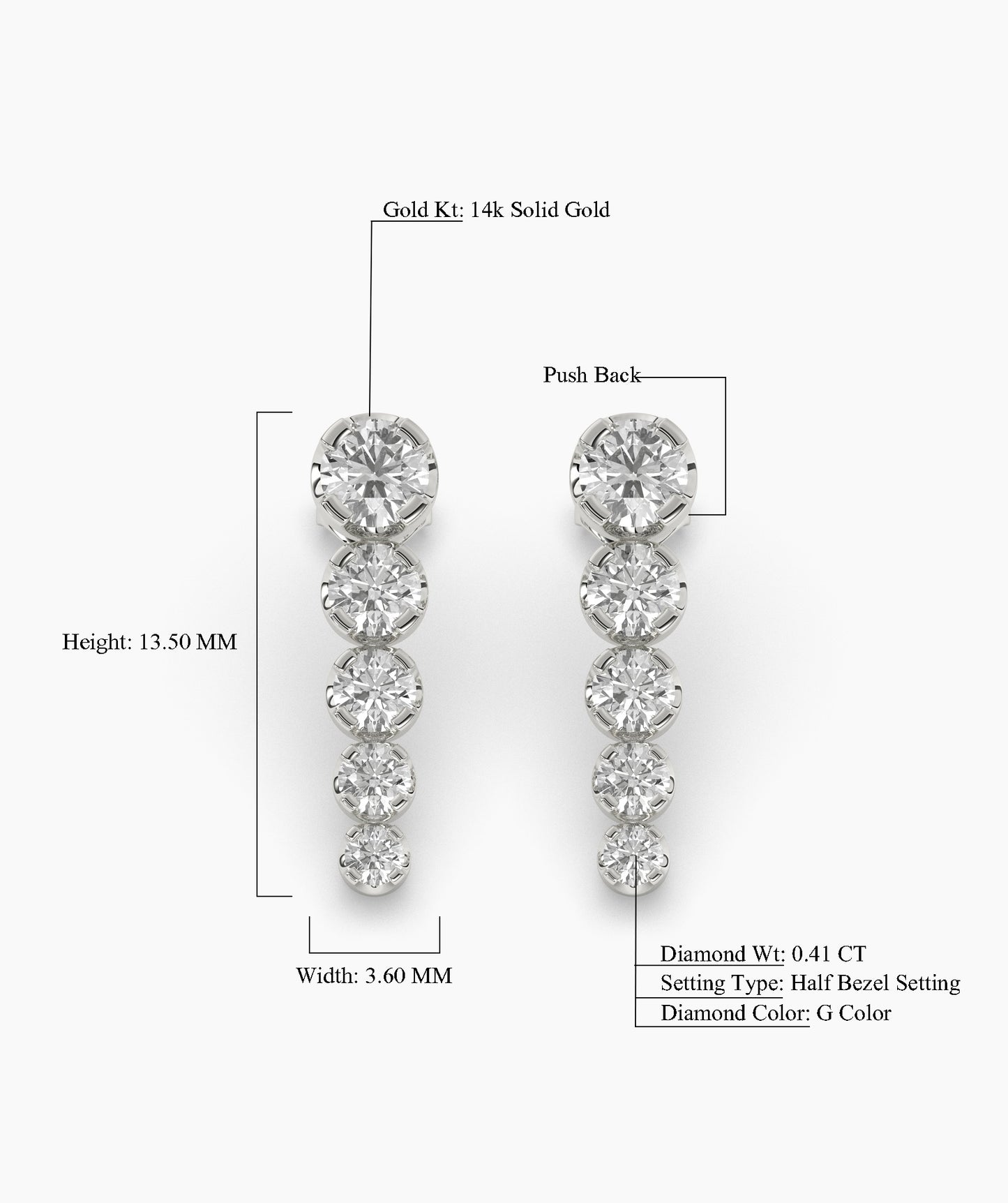 14K Gold Cascade Diamond Studs