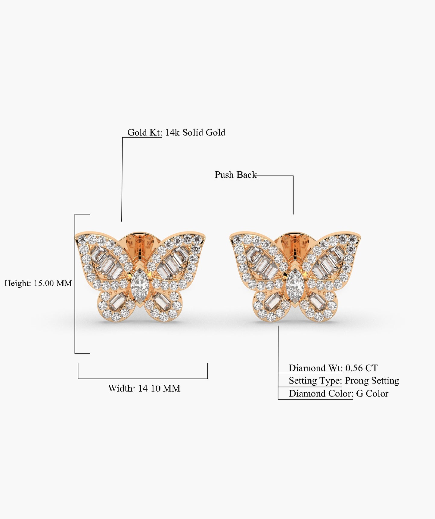 Sunlit Butterfly Diamond Studs