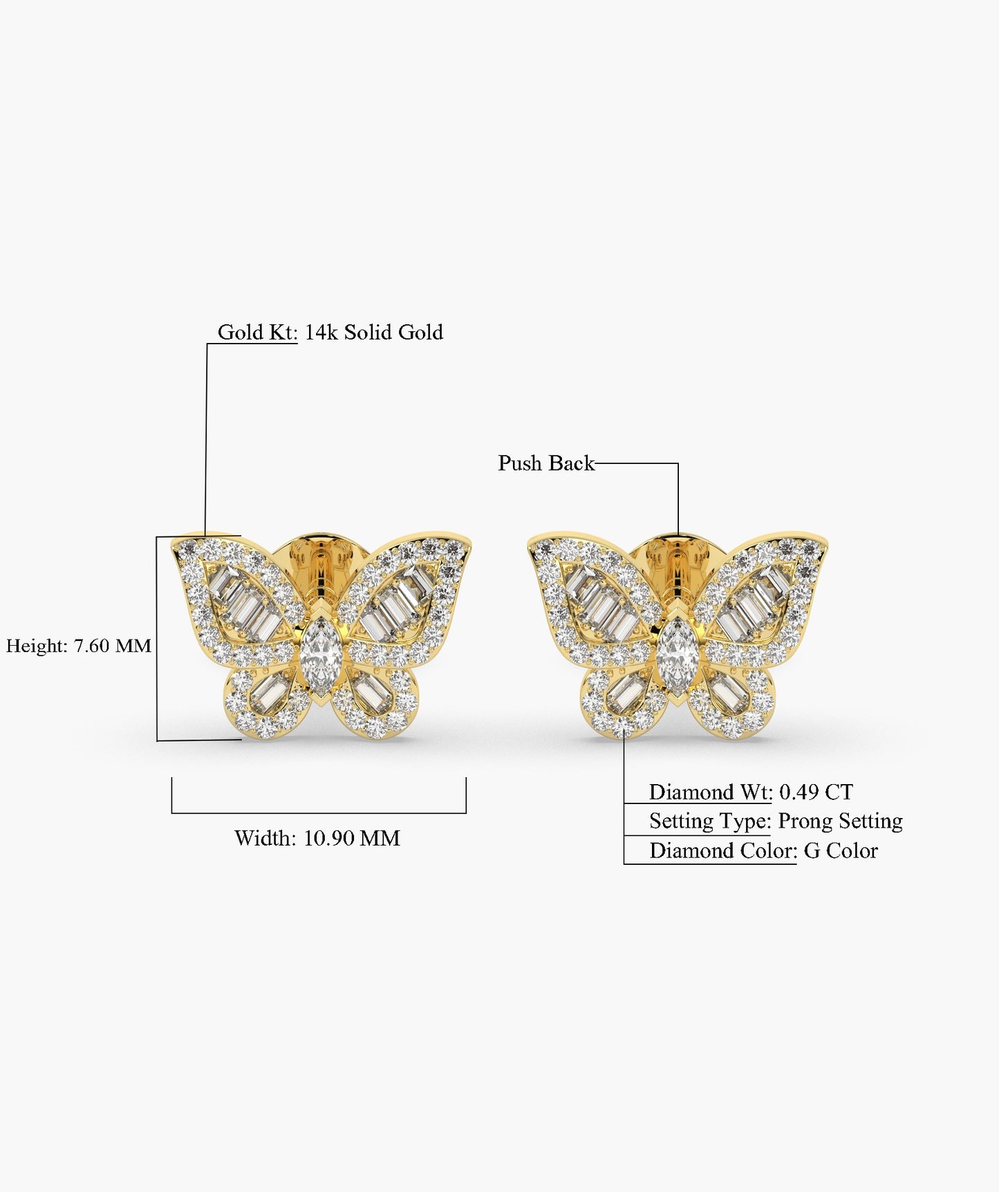 Sunlit Butterfly Diamond Studs