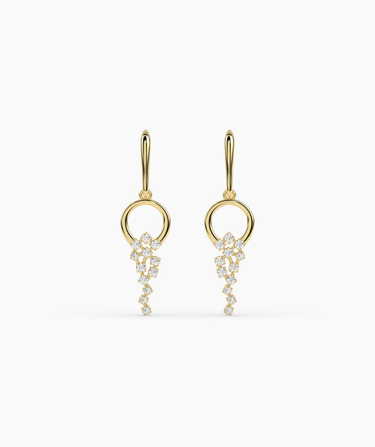 Diamond Cascade Circle Drop Earrings