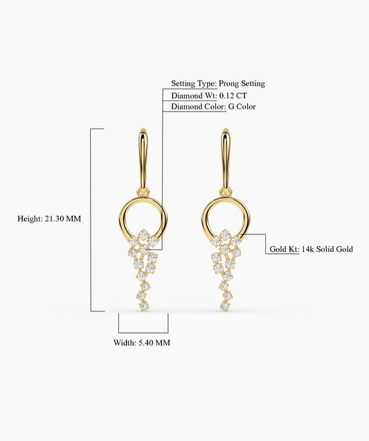 Diamond Cascade Circle Drop Earrings