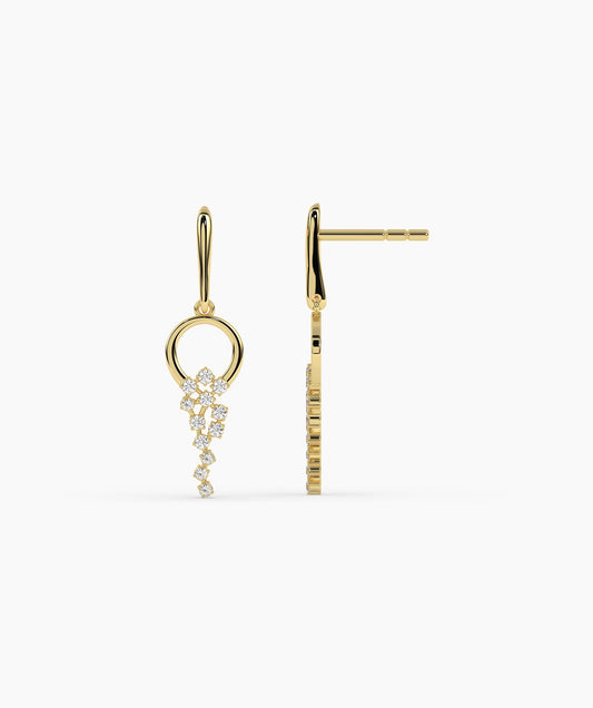 Diamond Cascade Circle Drop Earrings