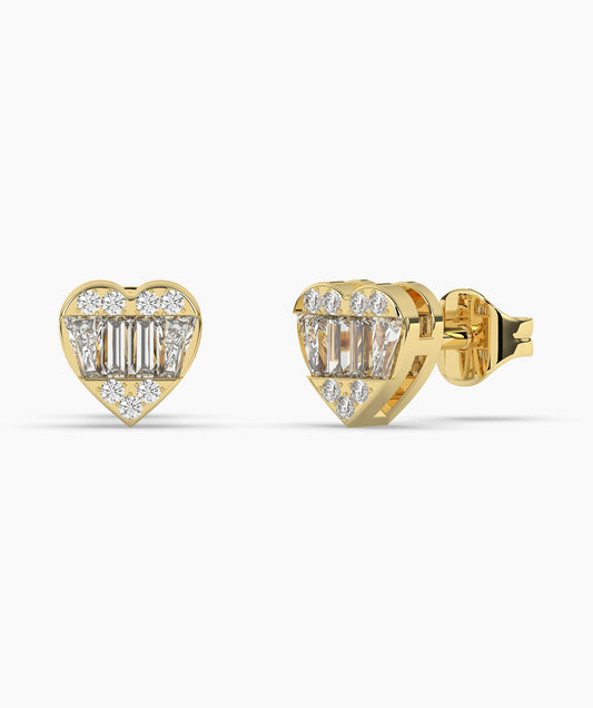 Baguette Diamond Heart Earrings